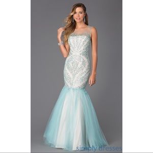 Terani Couture teal mermaid gown brand new
